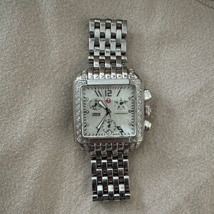 Michele Diamond Deco Silver Women's Watch